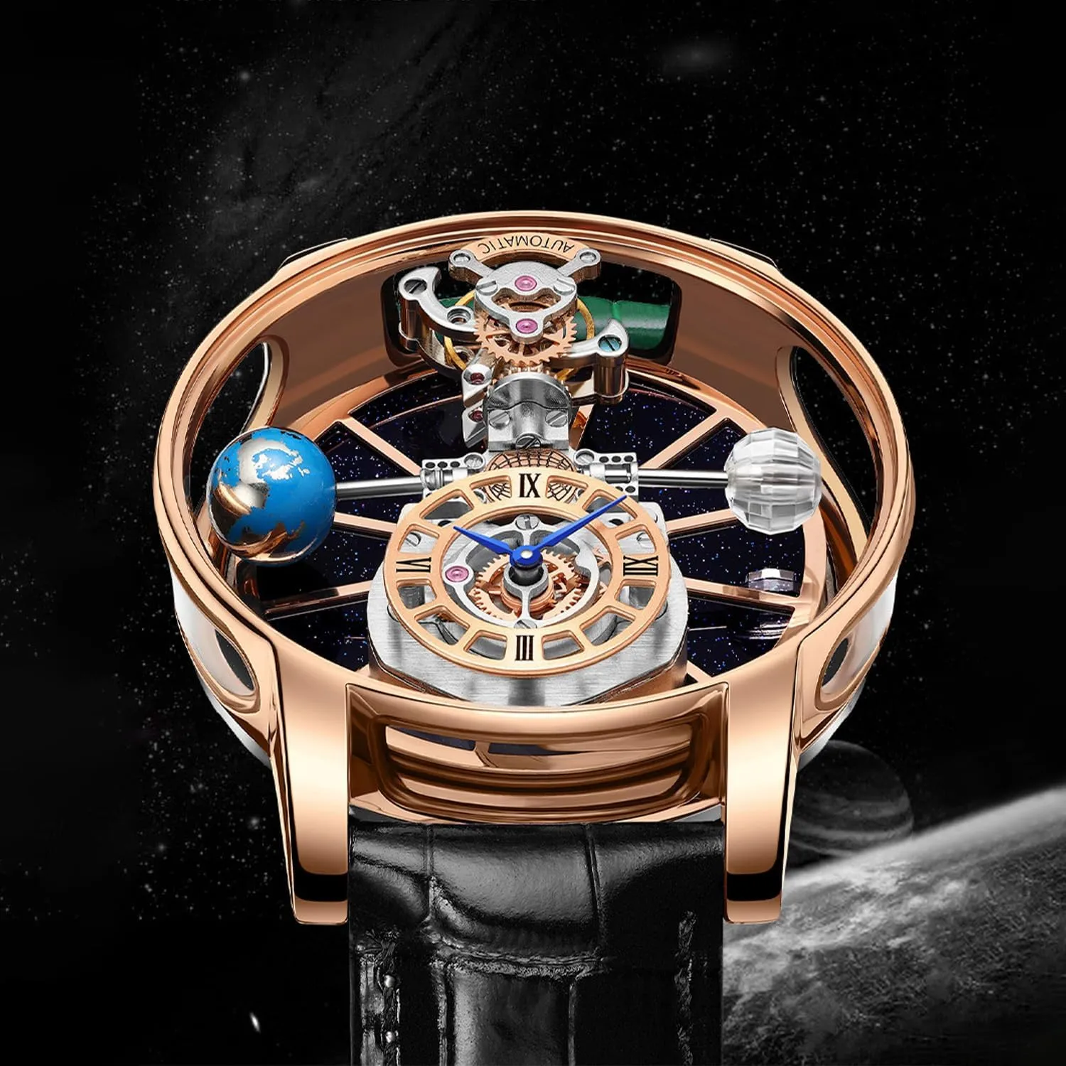 for Men Men's Watch Swiss Movement 1.81 Inch Hollow Stainless Steel Mechanical attainment coefficient Synthetic Sapphire Crystal Large Curved Glass,Leather Watch for Men, 30M Waterproof Wrist Watches 