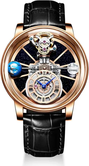 for Men Men's Watch Swiss Movement 1.81 Inch Hollow Stainless Steel Mechanical attainment coefficient Synthetic Sapphire Crystal Large Curved Glass,Leather Watch for Men, 30M Waterproof Wrist Watches 