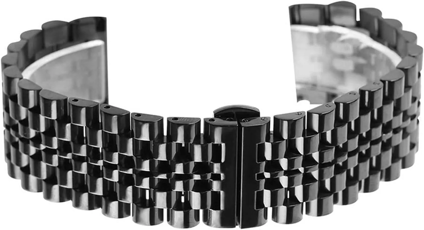 for Men Replacement Bracelet Watch Strap Silver/Black Stainless Steel 22mm Band Folding Clasp with Safety Solid bubble gather Watches 
