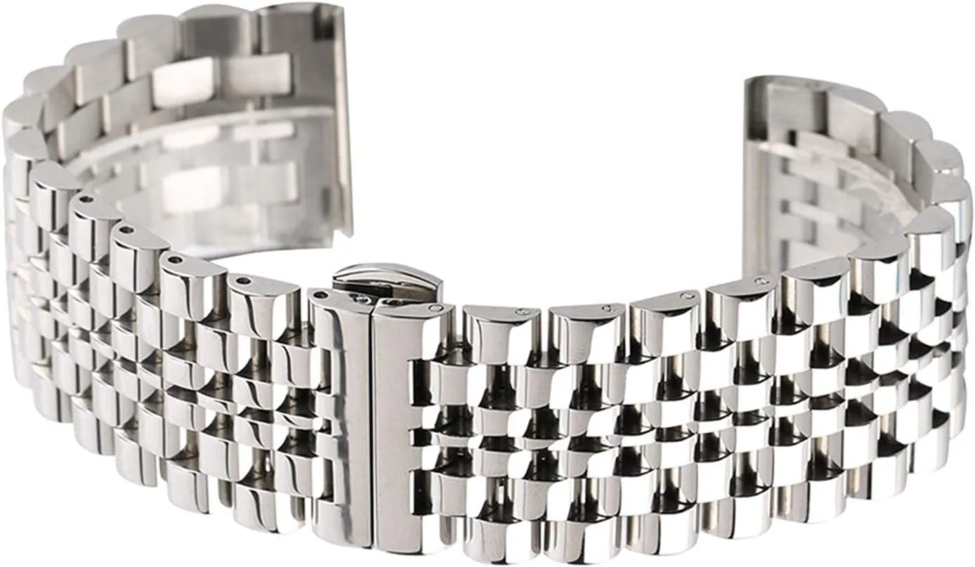 for Men Replacement Bracelet Watch Strap Silver/Black Stainless Steel 22mm Band Folding Clasp with Safety Solid bubble gather Watches 