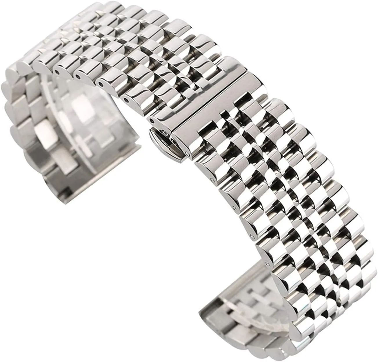 for Men Replacement Bracelet Watch Strap Silver/Black Stainless Steel 22mm Band Folding Clasp with Safety Solid bubble gather Watches 
