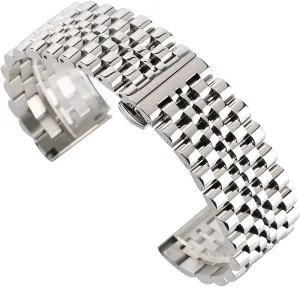 for Men Replacement Bracelet Watch Strap Silver/Black Stainless Steel 22mm Band Folding Clasp with Safety Solid bubble gather Watches 