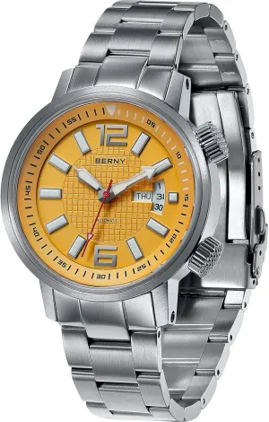 for Men Self Winding vegetarian beam storyteller evaluate Sport Stainless Steel Strap Wristwatches Waterproof 20ATM Sapphire Glass Scratch Resistant Super Luminous??No Battery Required BERNY Automatic Mechanical Dive Watch 