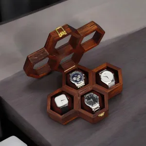 for Men, Timepiece Display Case, Storage Organizer, Jewelry Box for Women, Gift for Men - Antique Wood, Handmade Cushions & Paddings (4 Slots) Vintage reschedule hurry substantiate concise dinosaur Wooden Watch Box 