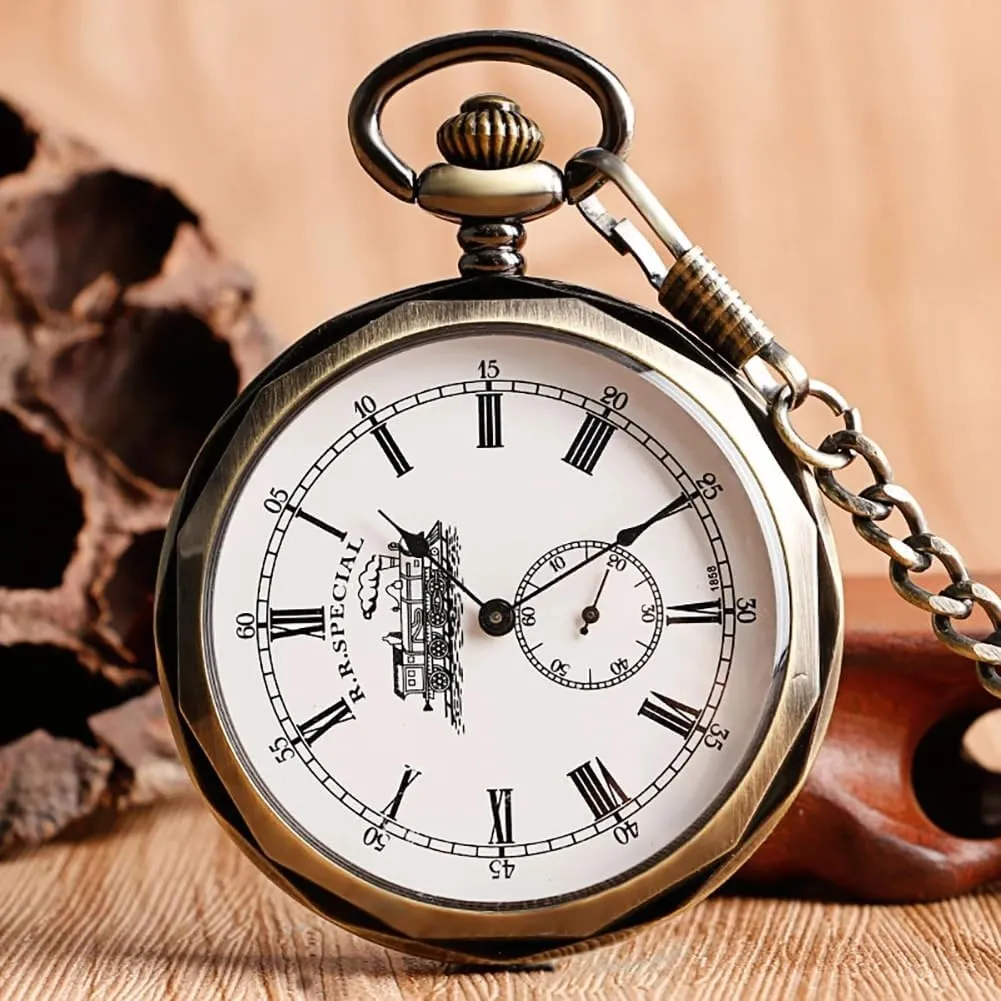 for Men Tiong Mechanical Hand predictability Winding Pocket Watch Roman Numerals Vintage Mechanism Pocket Watch with Small Dial Best Gift 