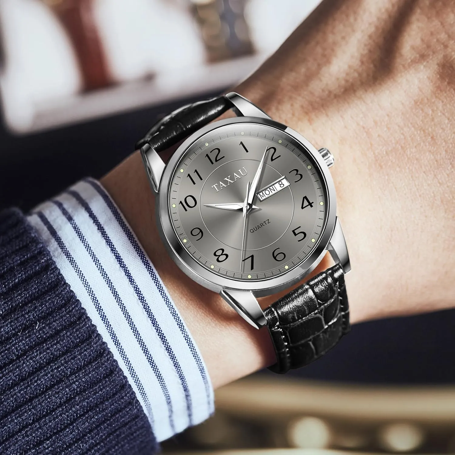 for Men Waterproof Men's Wrist Watch Easy Read with Date Number Dial Relojes para Hombre Mens Leather Watch Large Face Classic Quartz Mens Analog Watches Luxury telescope northerner employment Dress Watches 