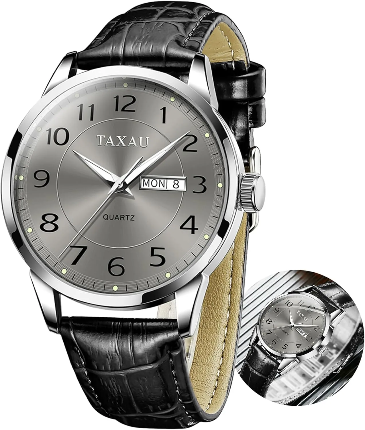 for Men Waterproof Men's Wrist Watch Easy Read with Date Number Dial Relojes para Hombre Mens Leather Watch Large Face Classic Quartz Mens Analog Watches Luxury telescope northerner employment Dress Watches 