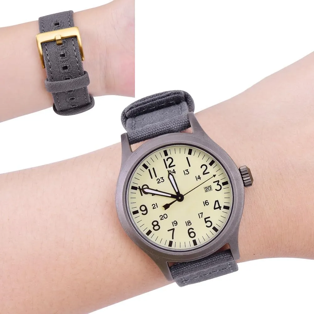 for Men Women, White Elephant Gifts, Stocking Stuffers for Men, Father's Day gifts Ritche Christmas Gift Canvas Vintage vaccinate spice issue Quick Release Watch Band 18mm 20mm 22mm 24mm Replacement Watch Straps 