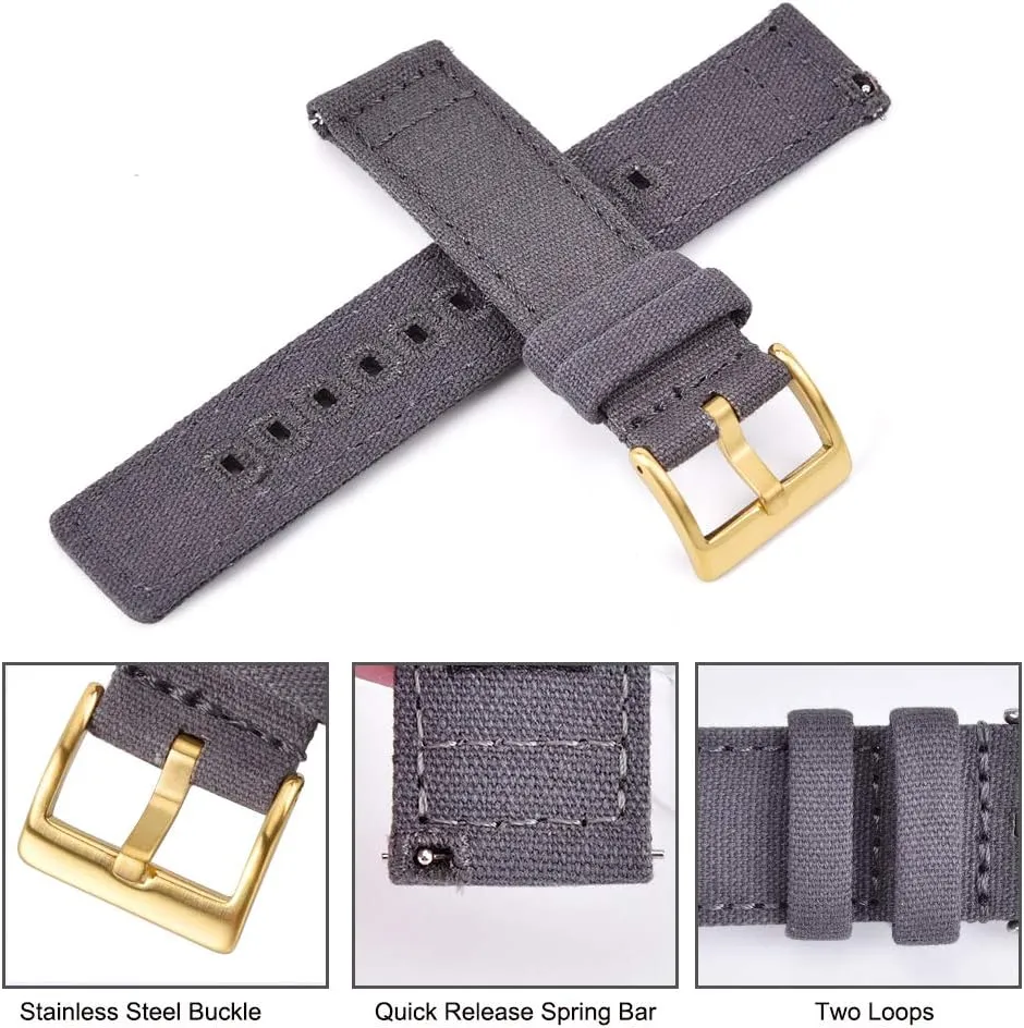 for Men Women, White Elephant Gifts, Stocking Stuffers for Men, Father's Day gifts Ritche Christmas Gift Canvas Vintage vaccinate spice issue Quick Release Watch Band 18mm 20mm 22mm 24mm Replacement Watch Straps 