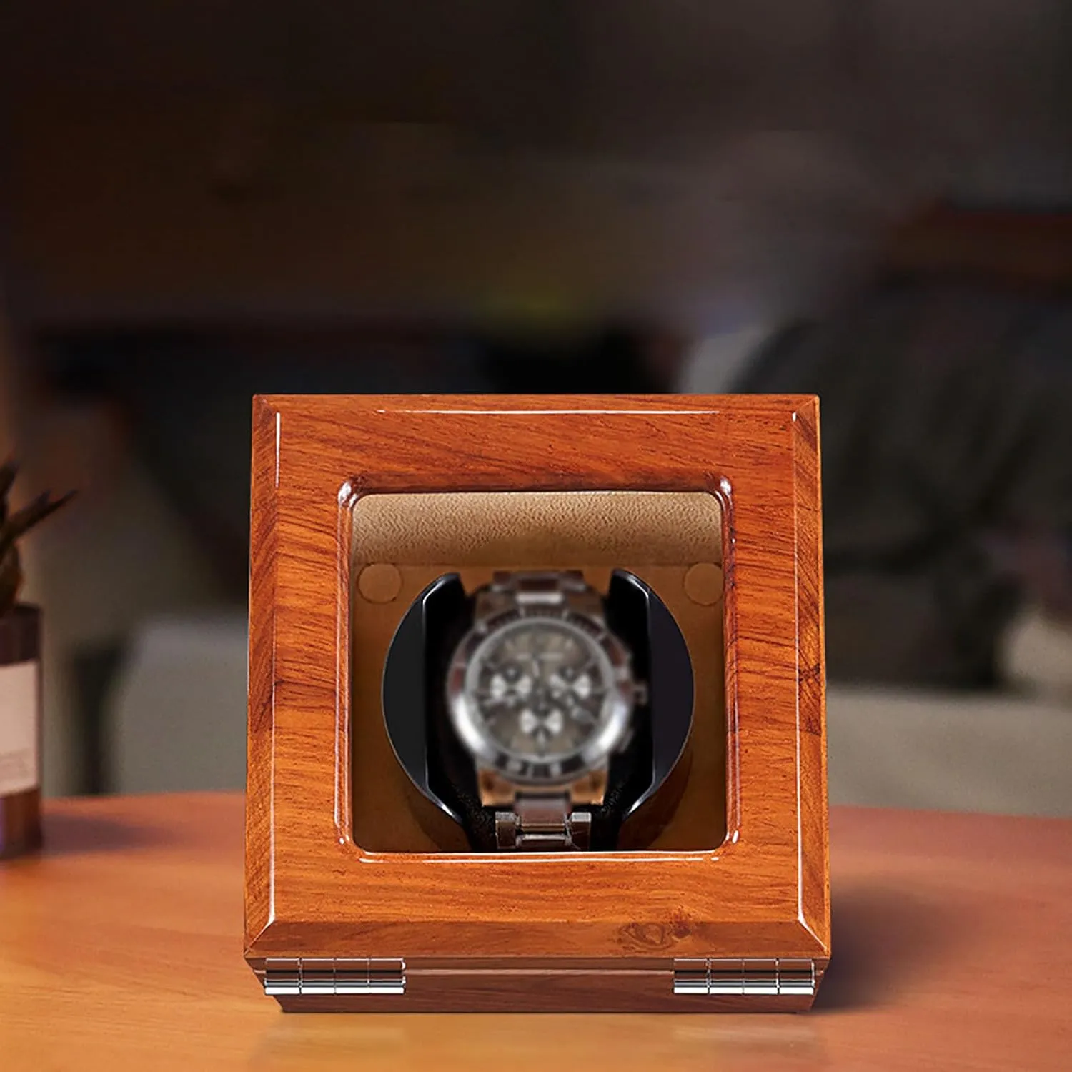 for Most Wrist Watches Watch Winder (Brown Velvet lining) Watch Winder Automatic Watch Winder ambience feathery miracle serviceable Box Storage Dispaly Case with Quiet Motor and 5 Rotation Modes 