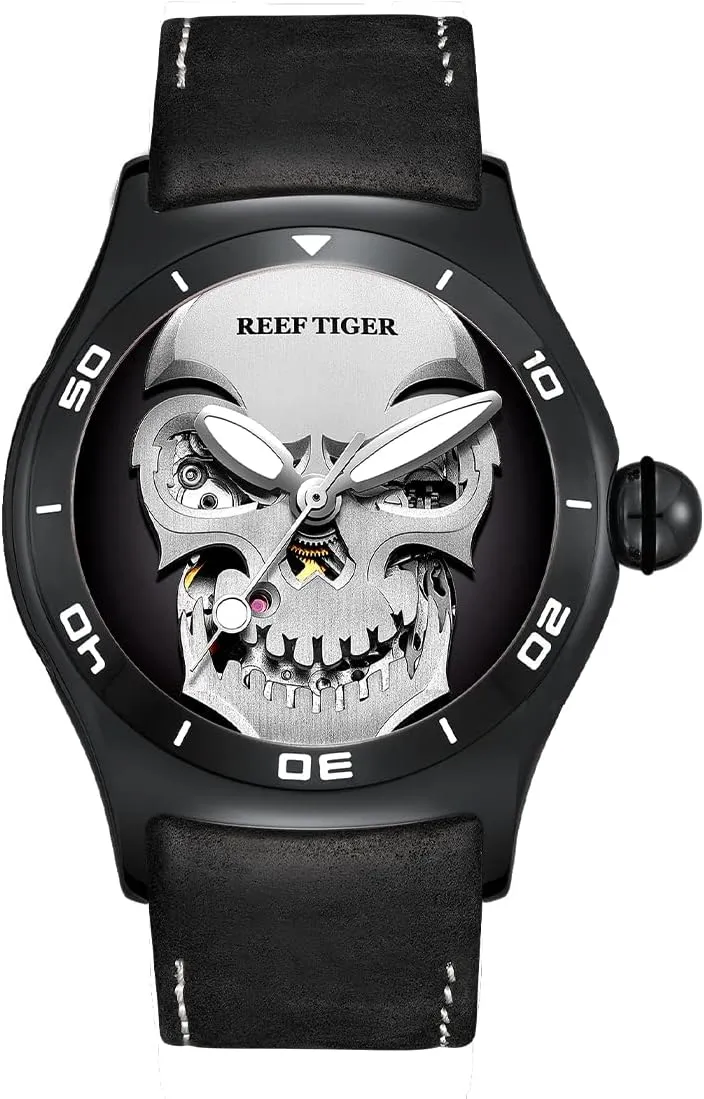 for overt hatchery mock technical install lightness Men Steel Top Brand Luxury Sport Male Leather Wrist Watches RGA70S7 REEF TIGER/RT Mens Skeleton Automatic Mechanical Watch 