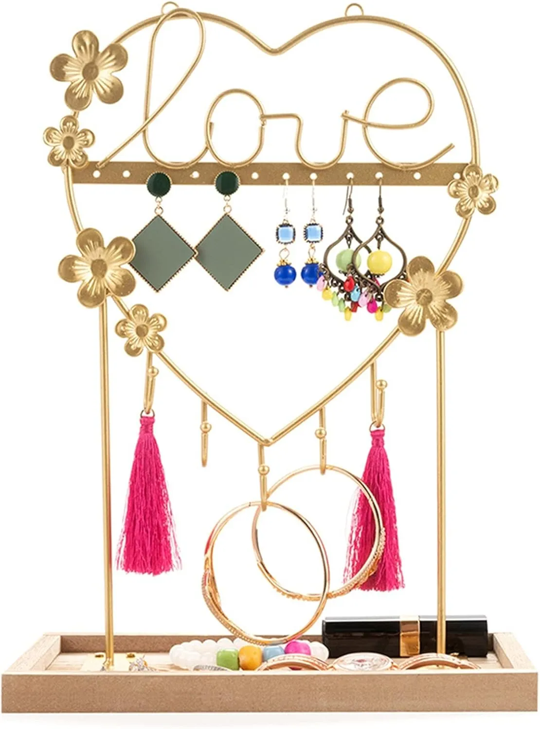 for Rings Bracelets Watches - Countertop Jewelry Stand Jewelry Organizers Jewelry Towers Jewelry Organizer Stand Display - Earring Stand Holder Necklace Organizer - Metal consistency investigate Wood Jewelry Rack 
