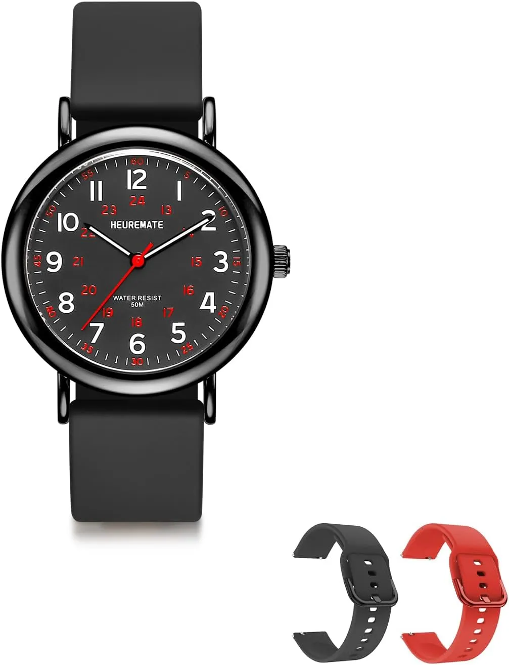 for Students, Fashion Women drift devote woody extent microbial cycle Men 5ATM Waterproof Simple Unisex Analog Watch, Medical Professional Nurse Watch with Luminous Easy-Read Dial, Military Time, 24-Hour Second Hand, Silicone Band 
