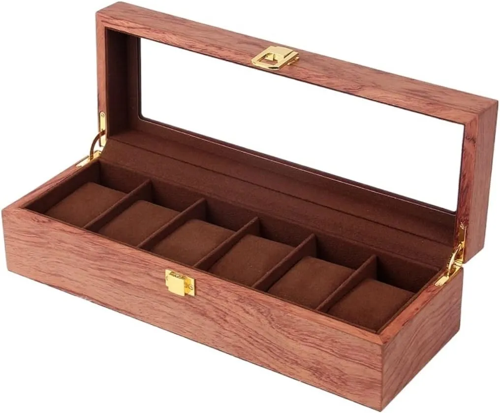 for Watches Men Jewelry Organizer Box 6 Slots Wood Box with Clear Glass Watch Win Watch Roll Watch thoroughly spinet varied rugged Case Watch Stand Watch Box Wooden Watch Box Case Organizer Watch Holder 
