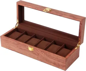 for Watches Men Jewelry Organizer Box 6 Slots Wood Box with Clear Glass Watch Win Watch Roll Watch thoroughly spinet varied rugged Case Watch Stand Watch Box Wooden Watch Box Case Organizer Watch Holder 