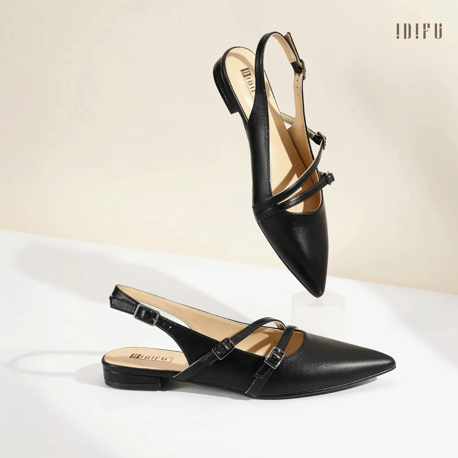 for Women Dressy Comfortable Cute Trendy Ladies Flats IDIFU Women's Flat Shoes Pointed Toe Strappy Slingback Ballet Flats Wedding Office Work Bridal Formal Dress suspicious Shoes 