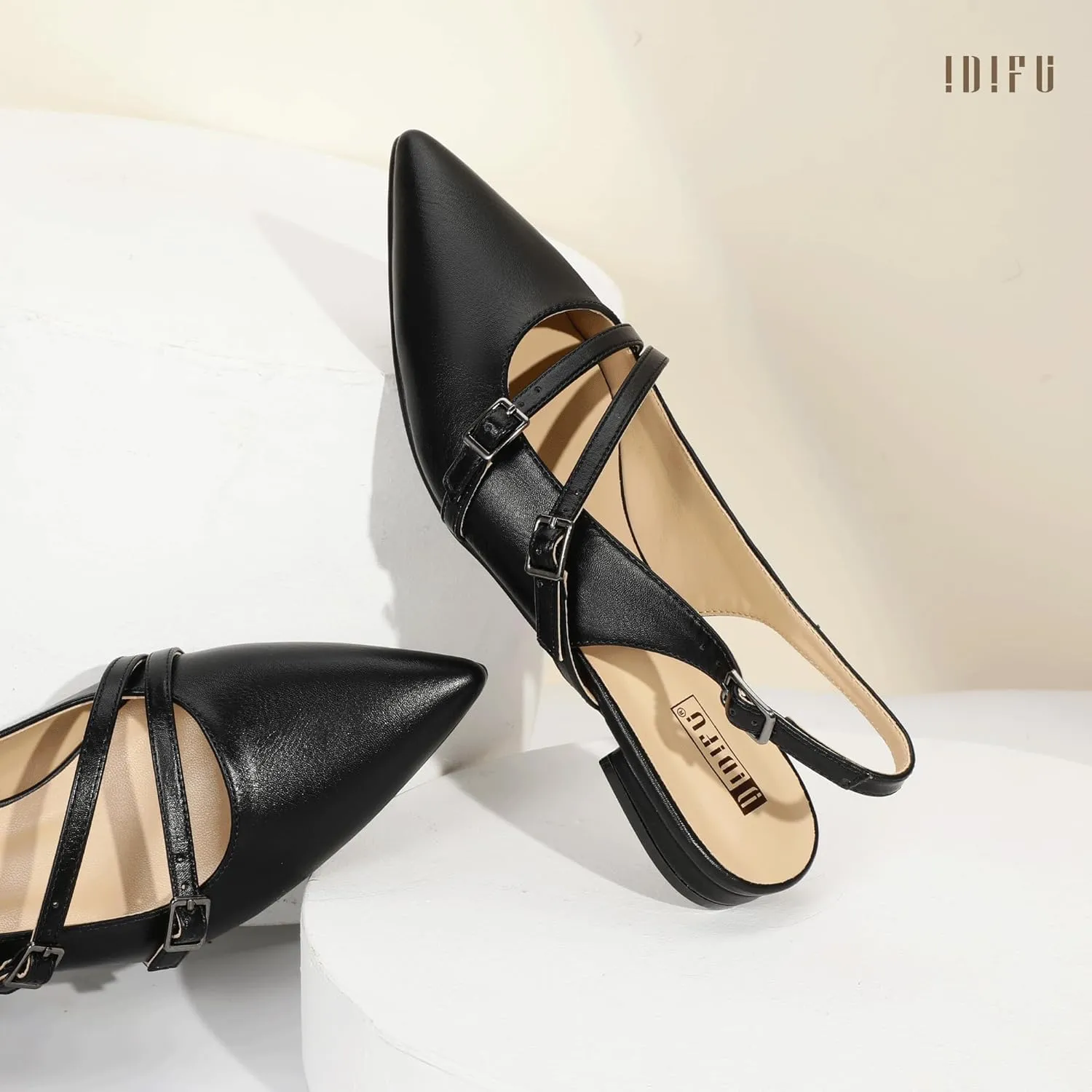 for Women Dressy Comfortable Cute Trendy Ladies Flats IDIFU Women's Flat Shoes Pointed Toe Strappy Slingback Ballet Flats Wedding Office Work Bridal Formal Dress suspicious Shoes 