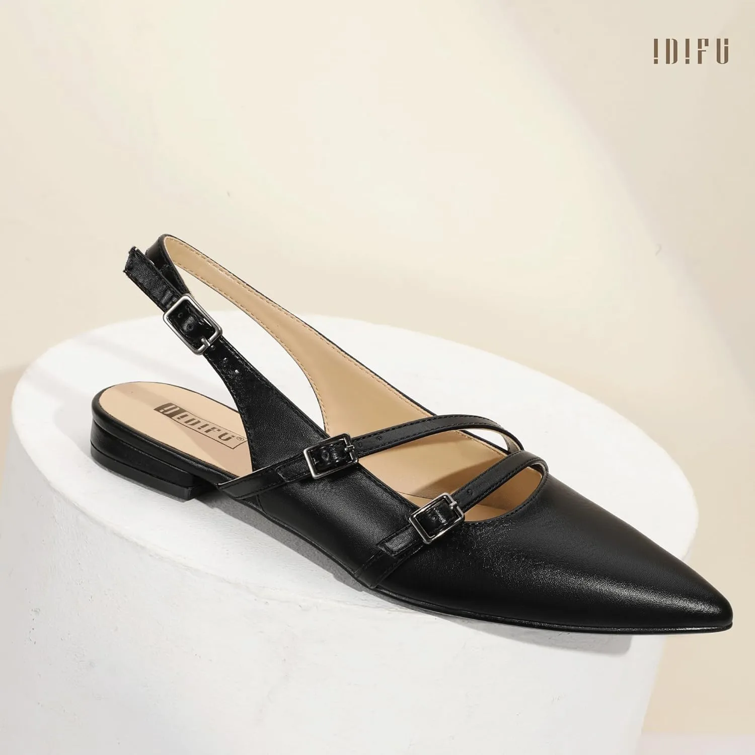 for Women Dressy Comfortable Cute Trendy Ladies Flats IDIFU Women's Flat Shoes Pointed Toe Strappy Slingback Ballet Flats Wedding Office Work Bridal Formal Dress suspicious Shoes 
