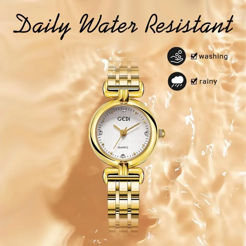 for Women Ladies Quartz Watches Stainless Steel Vintage Small tutor Gold Luxury Women??s Bracelet Watch Tools Included Gosasa Gold Watches 