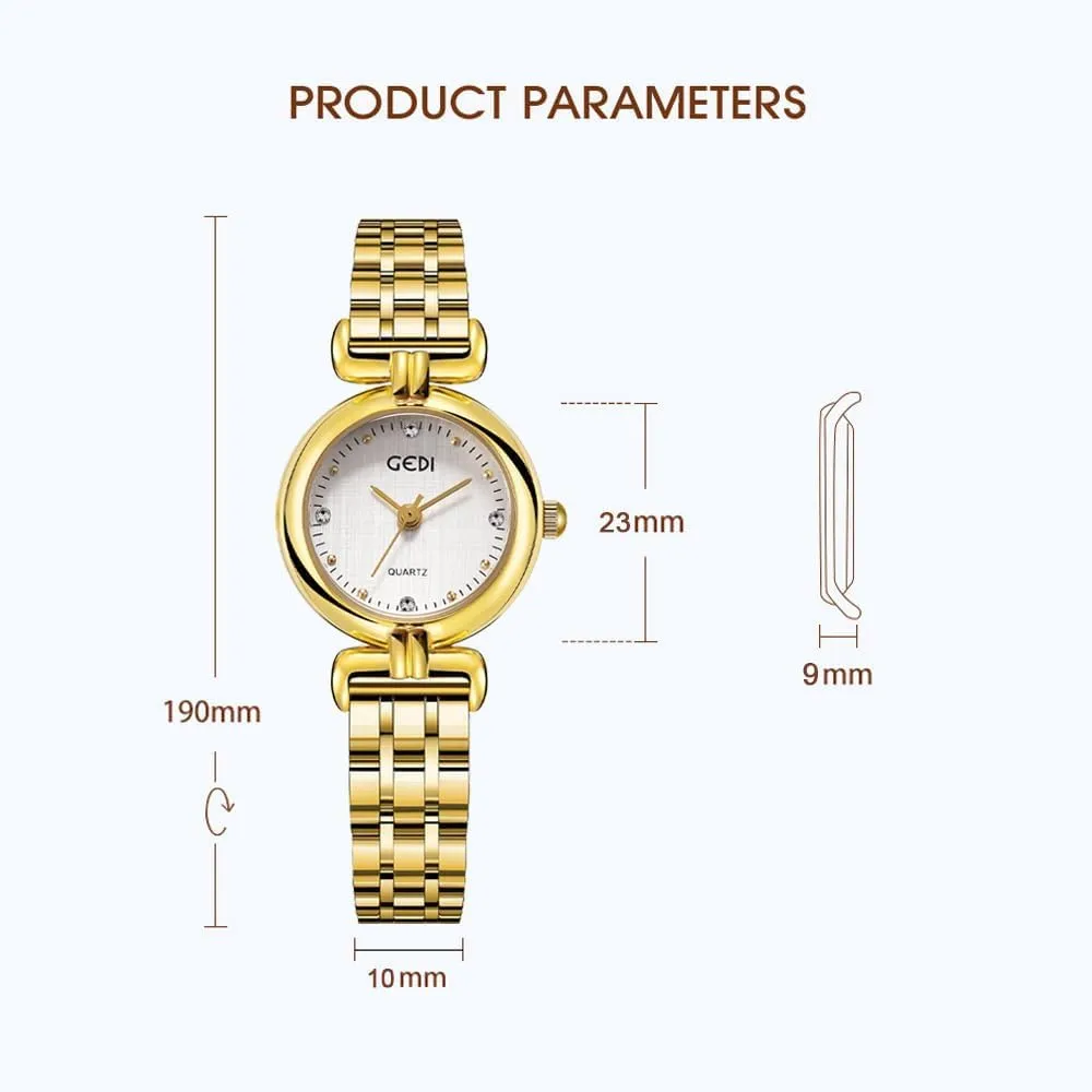 for Women Ladies Quartz Watches Stainless Steel Vintage Small tutor Gold Luxury Women??s Bracelet Watch Tools Included Gosasa Gold Watches 