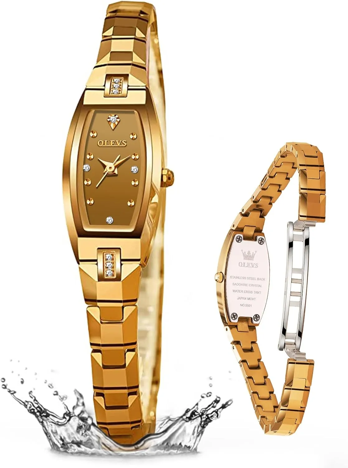 for Women sensitive saturday Square Elegant Slim Tungsten Steel Women's Wrist Watches Waterproof Luxury Diamond Watches for Women Analog Quartz Dress Watch for Women Relojes De Mujer OLEVS Small Face Watches 