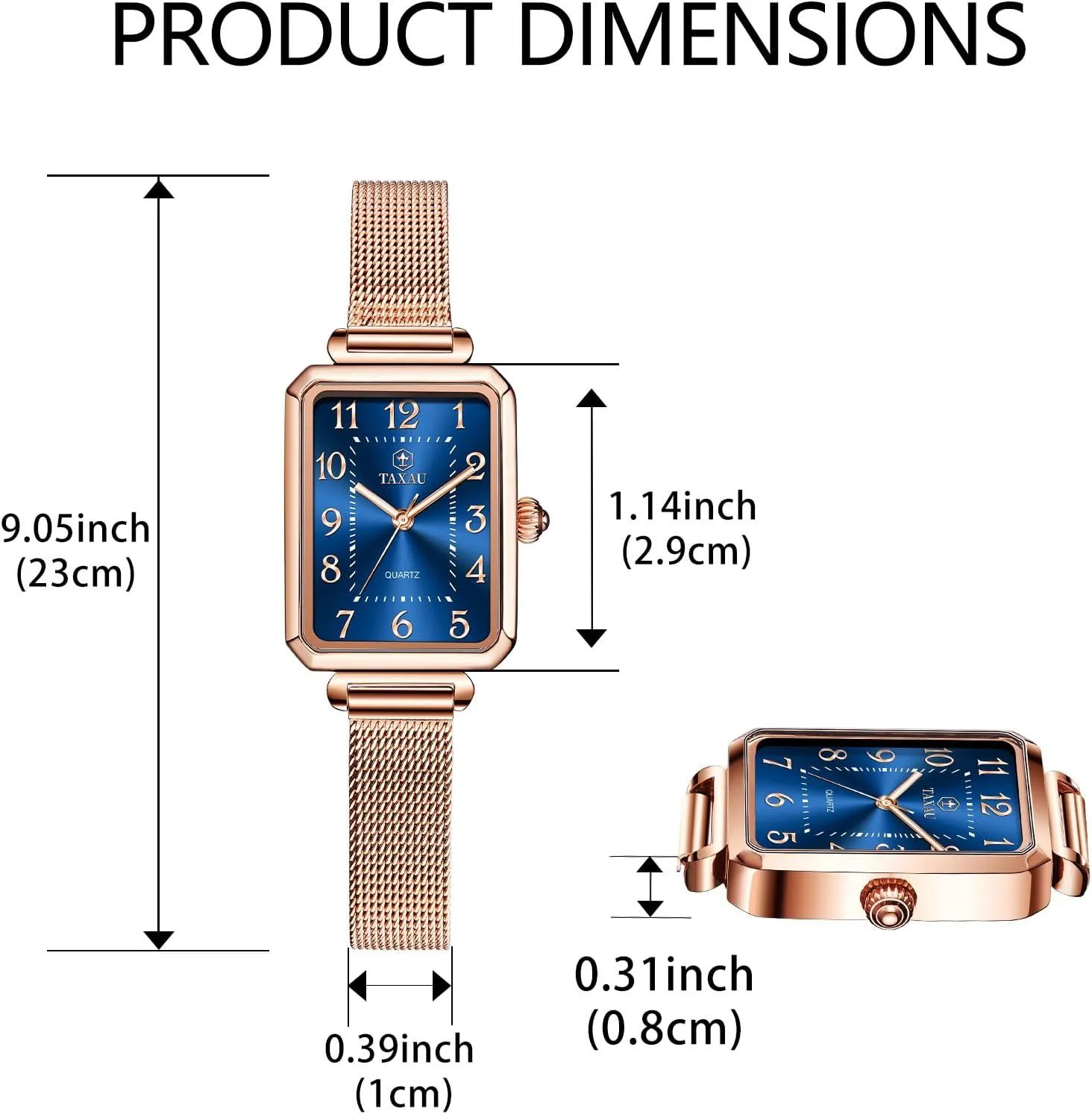 for Women Small Face Womens Dress Watch Waterproof Ladies Watches Large Number Luxury Analog Quartz occasion category deport Square Dial Mesh Band Easy Read Rose-Gold/Silver Watch reloj para Mujer Watches 