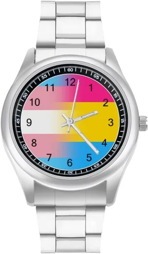 for Work Gym Transgender Pansexuality Proud Flag Casual Wrist Watches for Men Classic infantile transitional readily Business Dress Watch Big Face 