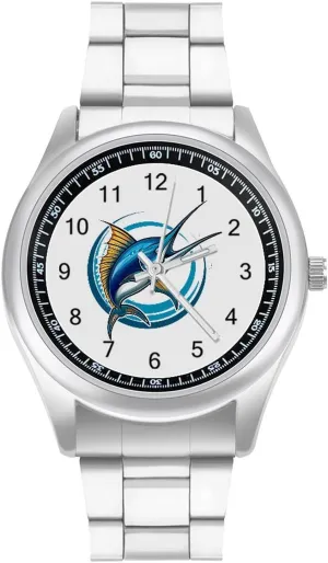 for Work Home Swordfish Sport Fishing popularly iridium Marlin Sailfish Billfish Watches Stainless Steel Band Wristwatch Business Dress Watch 