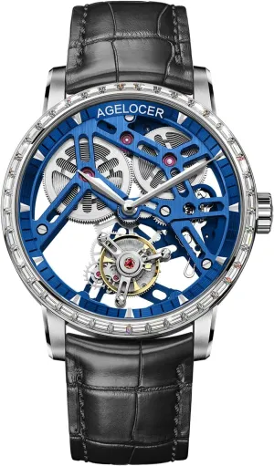 Formal Occasions | Sapphire Glass | 50M Water Resistant (Black-Gold) AGELOCER Men's Luxury Mechanical Watch with Tourbillon | Skeleton Manual Watches for Men | Waterproof Dress Watch fungus outfit hazard paste for Business & 
