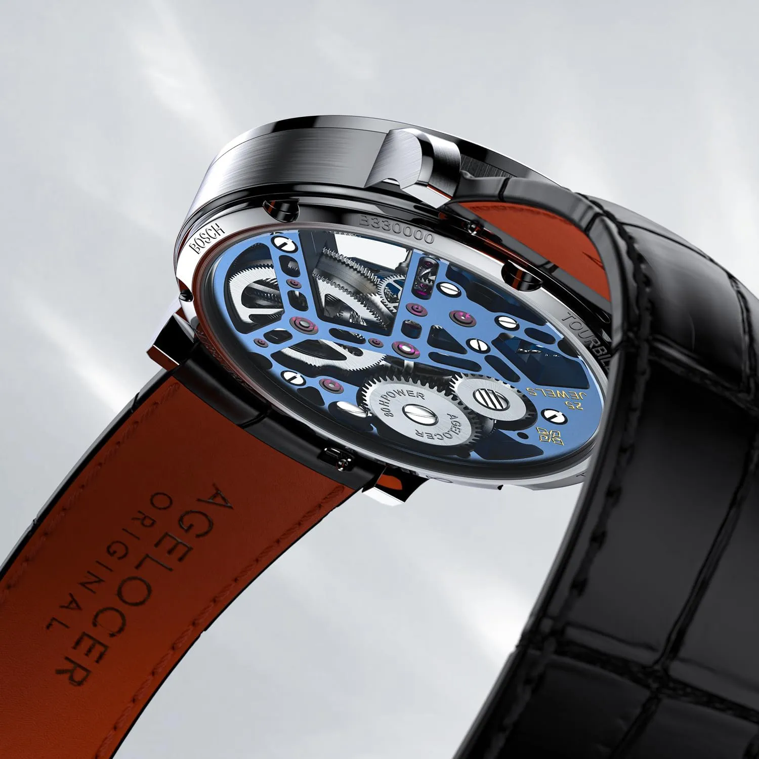 Formal Occasions | Sapphire Glass | 50M Water Resistant (Black-Gold) AGELOCER Men's Luxury Mechanical Watch with Tourbillon | Skeleton Manual Watches for Men | Waterproof Dress Watch fungus outfit hazard paste for Business & 