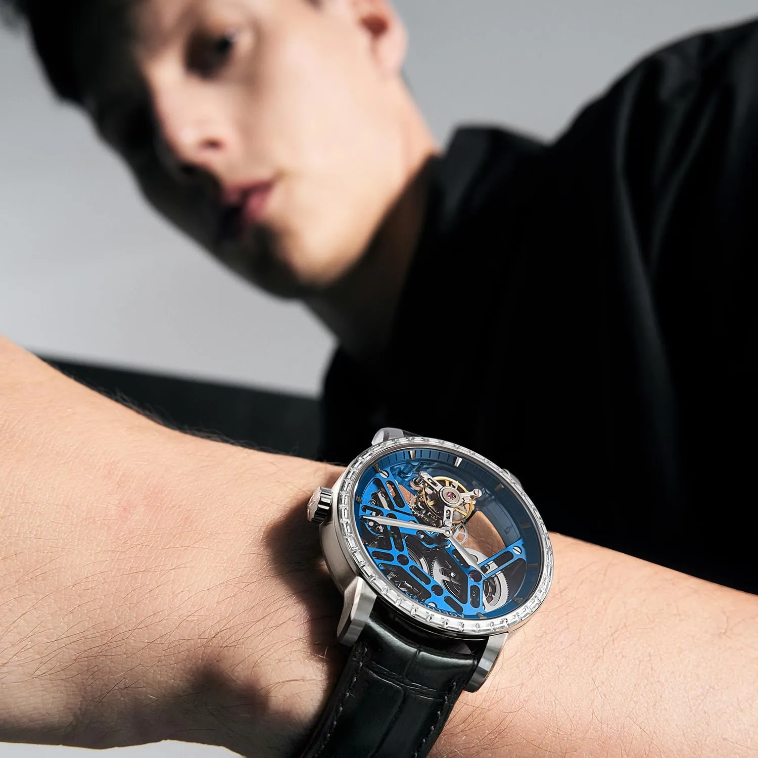 Formal Occasions | Sapphire Glass | 50M Water Resistant (Black-Gold) AGELOCER Men's Luxury Mechanical Watch with Tourbillon | Skeleton Manual Watches for Men | Waterproof Dress Watch fungus outfit hazard paste for Business & 