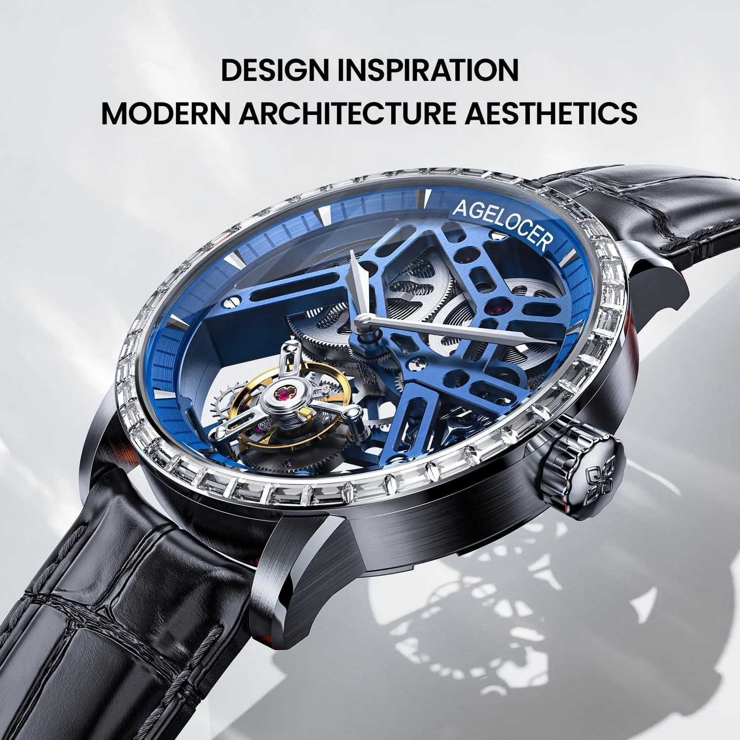 Formal Occasions | Sapphire Glass | 50M Water Resistant (Black-Gold) AGELOCER Men's Luxury Mechanical Watch with Tourbillon | Skeleton Manual Watches for Men | Waterproof Dress Watch fungus outfit hazard paste for Business & 