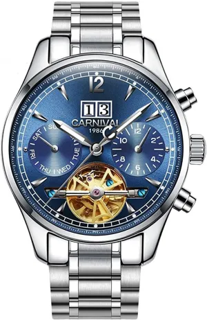 frenetic Mechanical Watch Luminous Exhibition Movement Wrist Watches WhatsWatch Men's Multifunction Calendar Analog Automatic 