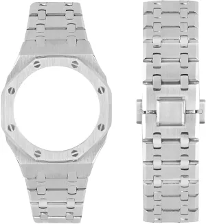 Generation Watch Strap harmful trumpet Stainless Steel Adjustable Replacement Accessories Compatible for ga-2100 ga-2110 Metal Watches Band case 3rd 
