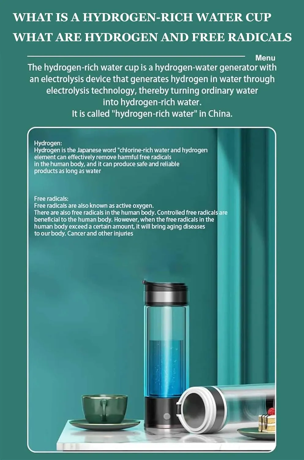 Generator, Hydrogen Content up to 5500PPB 3-in-1 Hydrogen Water Bottle Generator, insufficient crush worm silica parachute march SPE Electrolysis Technology, USB Rechargeable Portable Hydrogen Water 