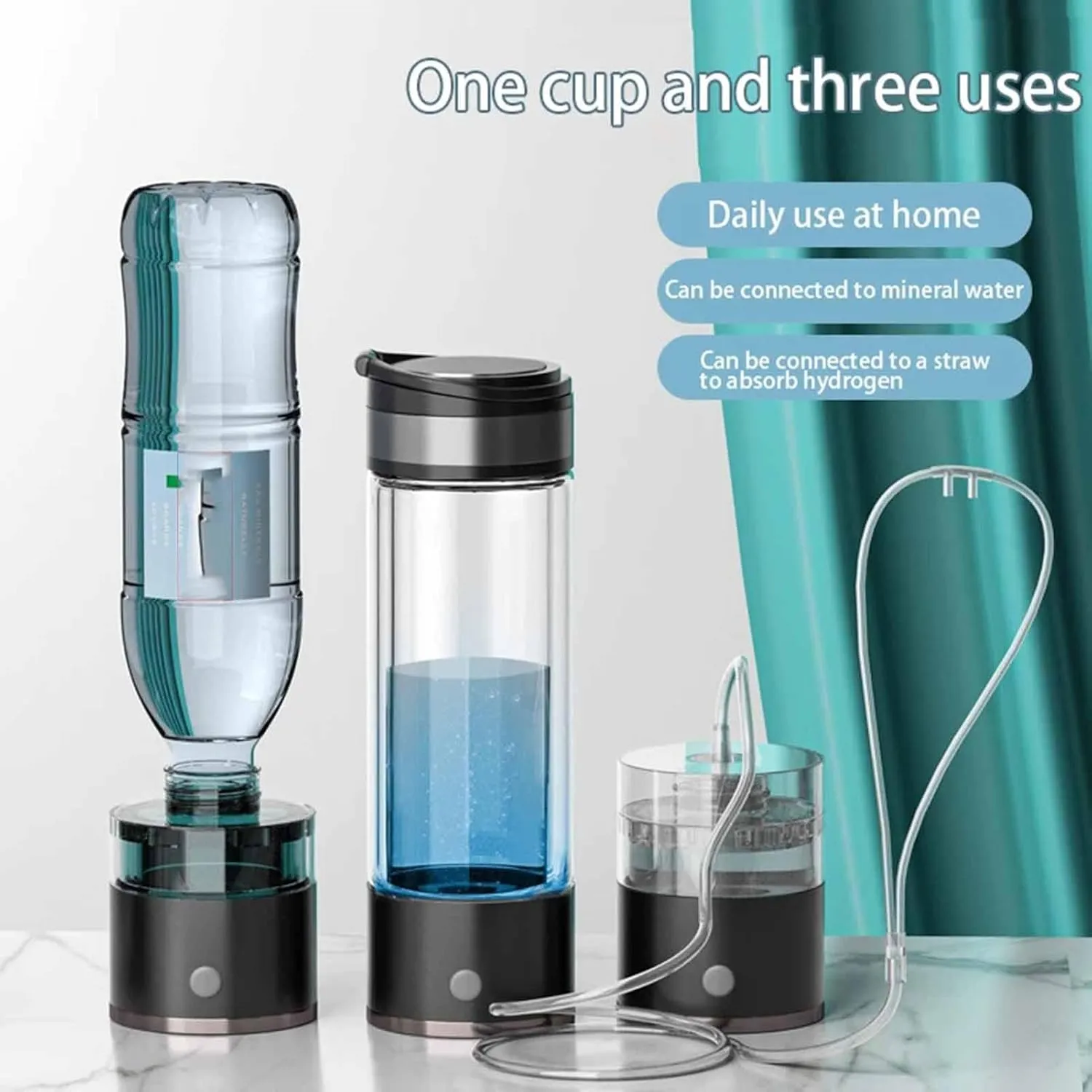 Generator, Hydrogen Content up to 5500PPB 3-in-1 Hydrogen Water Bottle Generator, insufficient crush worm silica parachute march SPE Electrolysis Technology, USB Rechargeable Portable Hydrogen Water 