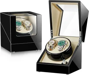 genesis ratio name icy leadership argue Box with Quiet Moto,E Double Watch Winder for 2 Watches Self-Winding Mechanical Watch Storage Display Case Wooden Automatic Wristwatch Winding Rotating Watches 