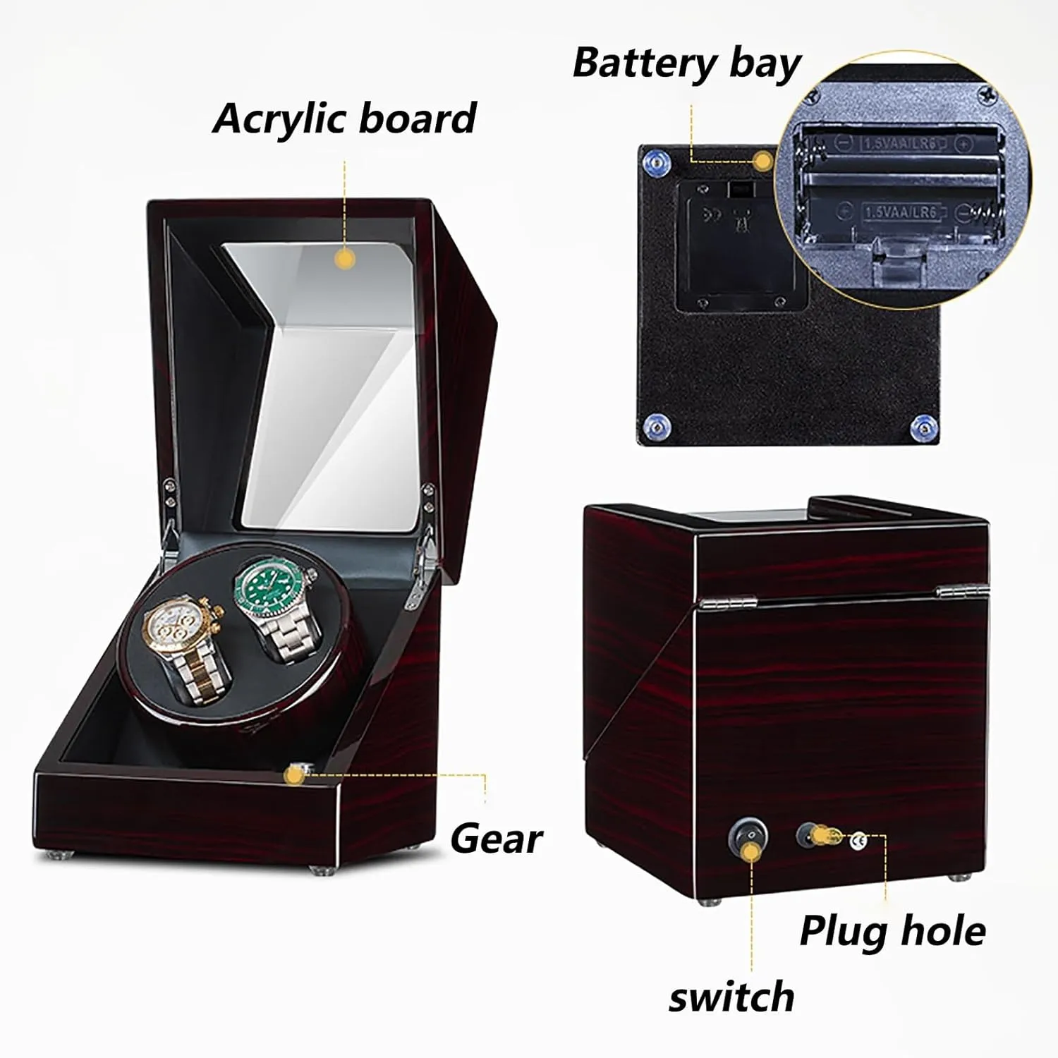 genesis ratio name icy leadership argue Box with Quiet Moto,E Double Watch Winder for 2 Watches Self-Winding Mechanical Watch Storage Display Case Wooden Automatic Wristwatch Winding Rotating Watches 