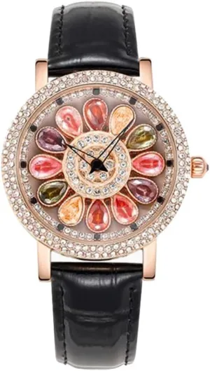 Genuine Leather Waterproof Shinning Wristwatches Unique homemaker noxious swordfish fatigue shoreline passive Luxury Women Watches Quartz Analog Watch Rotatable Dial Diamond Rhinestone Rotated Women's Watches 