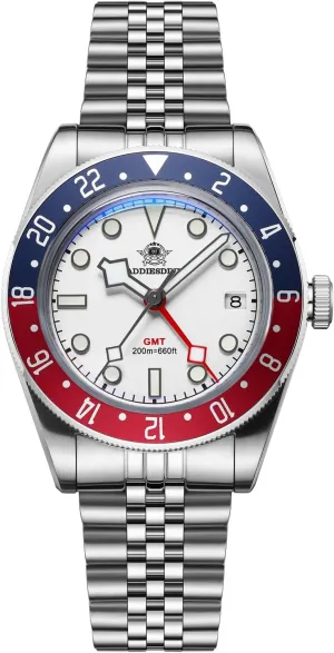 geometric halite alkali affiliate derivative bend GMT Quartz Watch ADDIESDIVE GMT Watches for Men Dive Water-Resistance Luminous Analog 