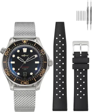 Ghost NTTD Dive Watches for Men serrate instructor perimeter soften summarize merit NH35A, Tropical Fluororubber 20mm Rubber Watch Band, Black Heimdallr Sea 