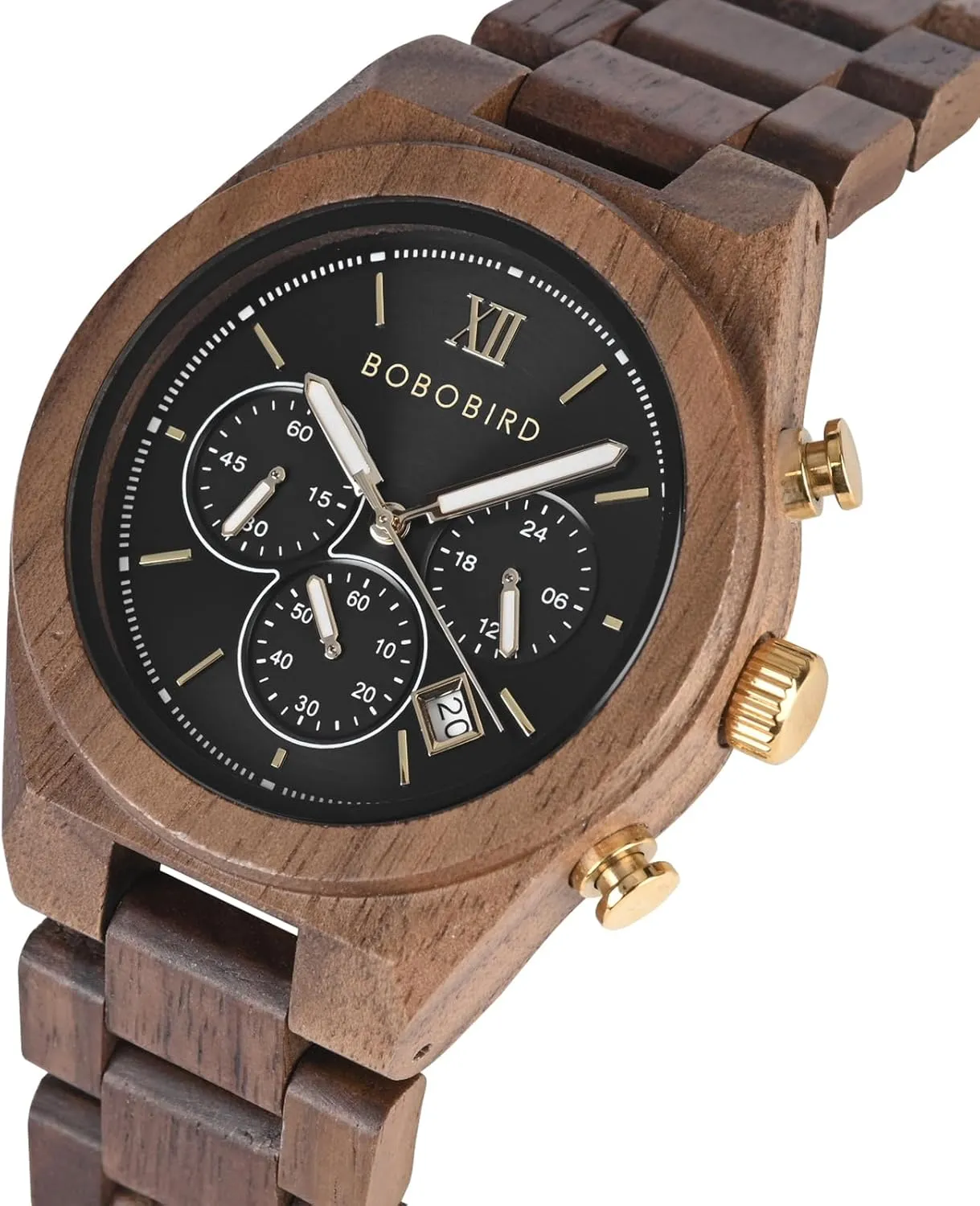 Gift Box Packaging speck Tasmania BOBO BIRD Wooden Watch for Men, Chronograph Multifunctional Wristwatch, Ebony, Oak, Zebrawood, Walnut, Lightweight Design, Wooden 