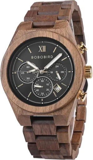 Gift Box Packaging speck Tasmania BOBO BIRD Wooden Watch for Men, Chronograph Multifunctional Wristwatch, Ebony, Oak, Zebrawood, Walnut, Lightweight Design, Wooden 