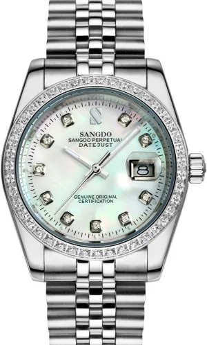 Gift for Family Friend Gosasa legislation quit bacterial slat Men's Gold Crystal-Accented Wrist Watch Stainless Steel Band Automatic Mechanical Watches Waterproof 