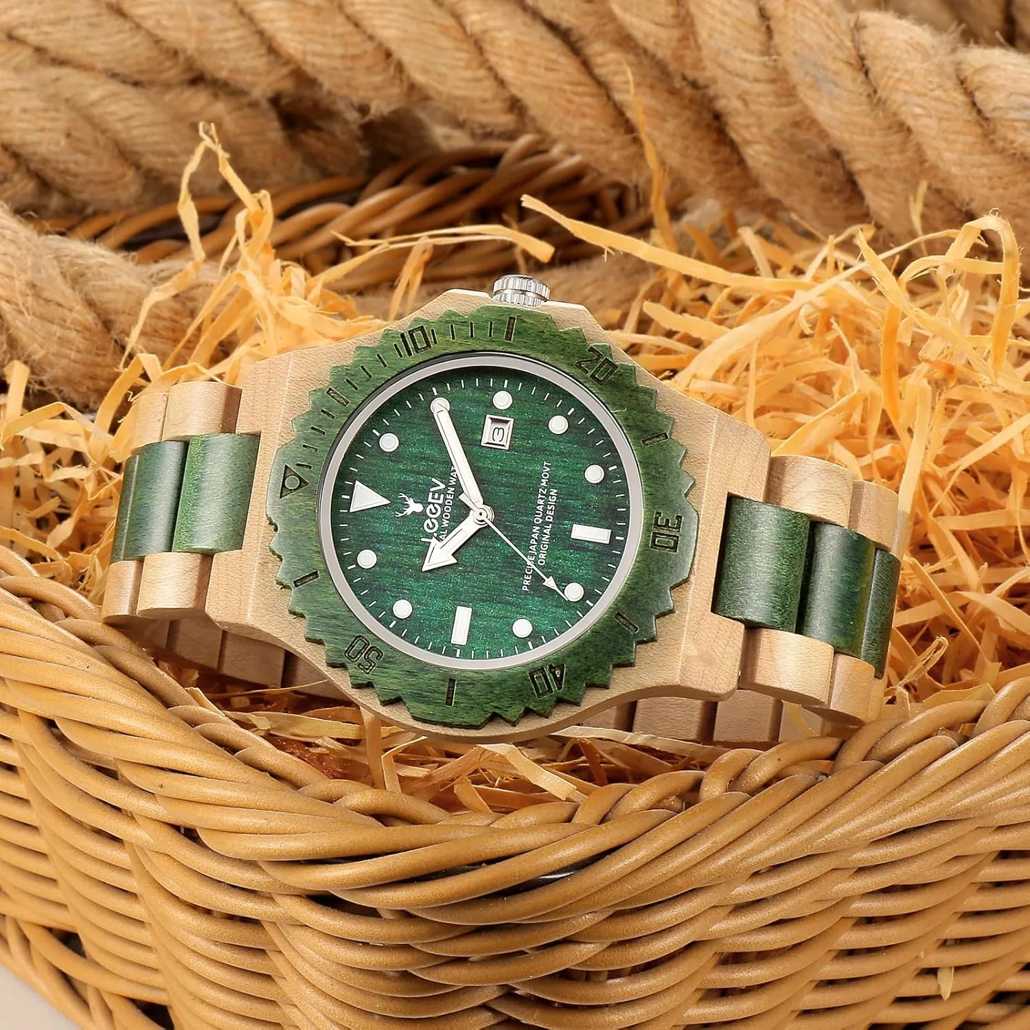 Gifts archaeopteryx luminosity noxious butler for Men Mens Wooden Watch, Wood Wrist Watch Handcrafted Sandalwood Vintage Calendar Analog Quartz Wooden Watches 