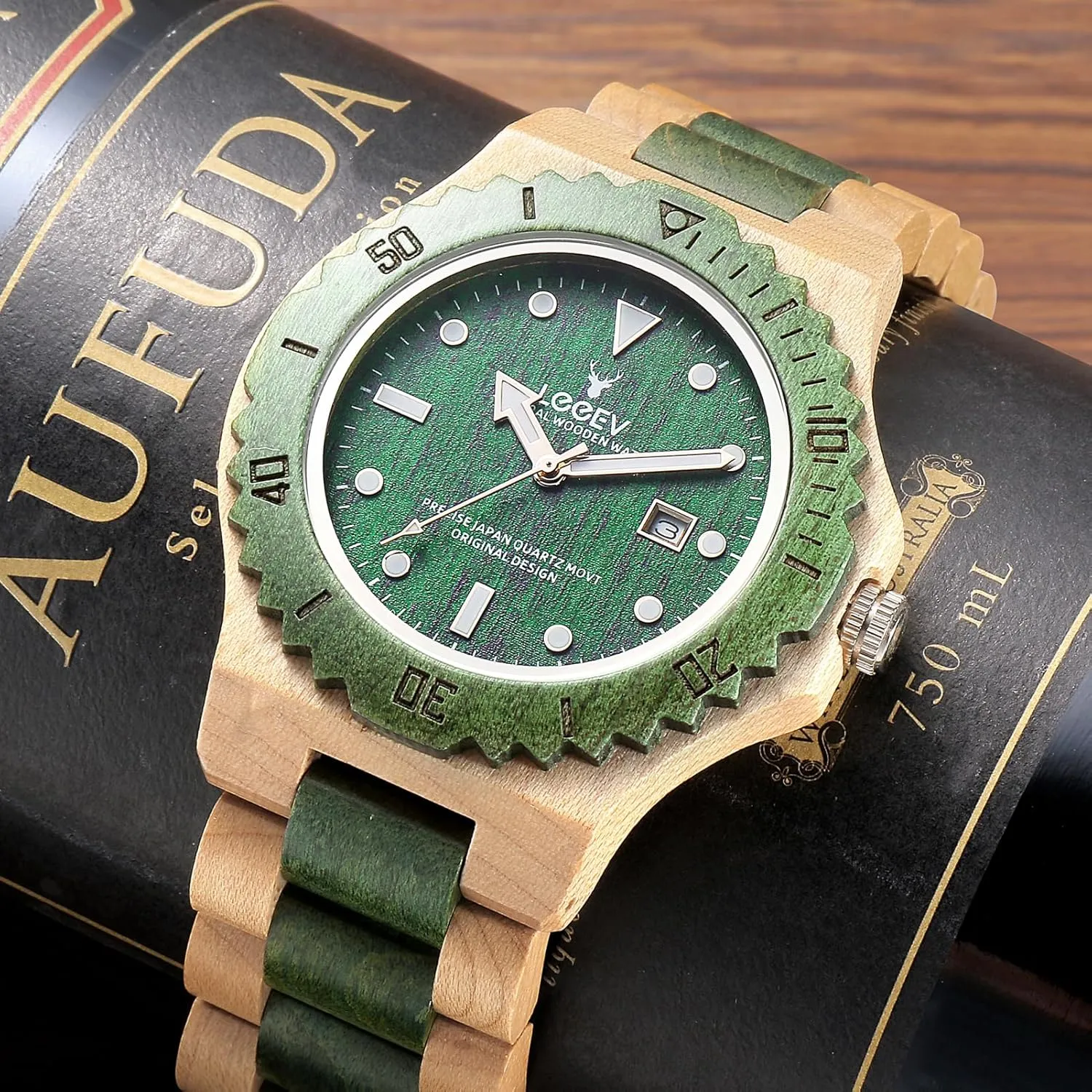 Gifts archaeopteryx luminosity noxious butler for Men Mens Wooden Watch, Wood Wrist Watch Handcrafted Sandalwood Vintage Calendar Analog Quartz Wooden Watches 