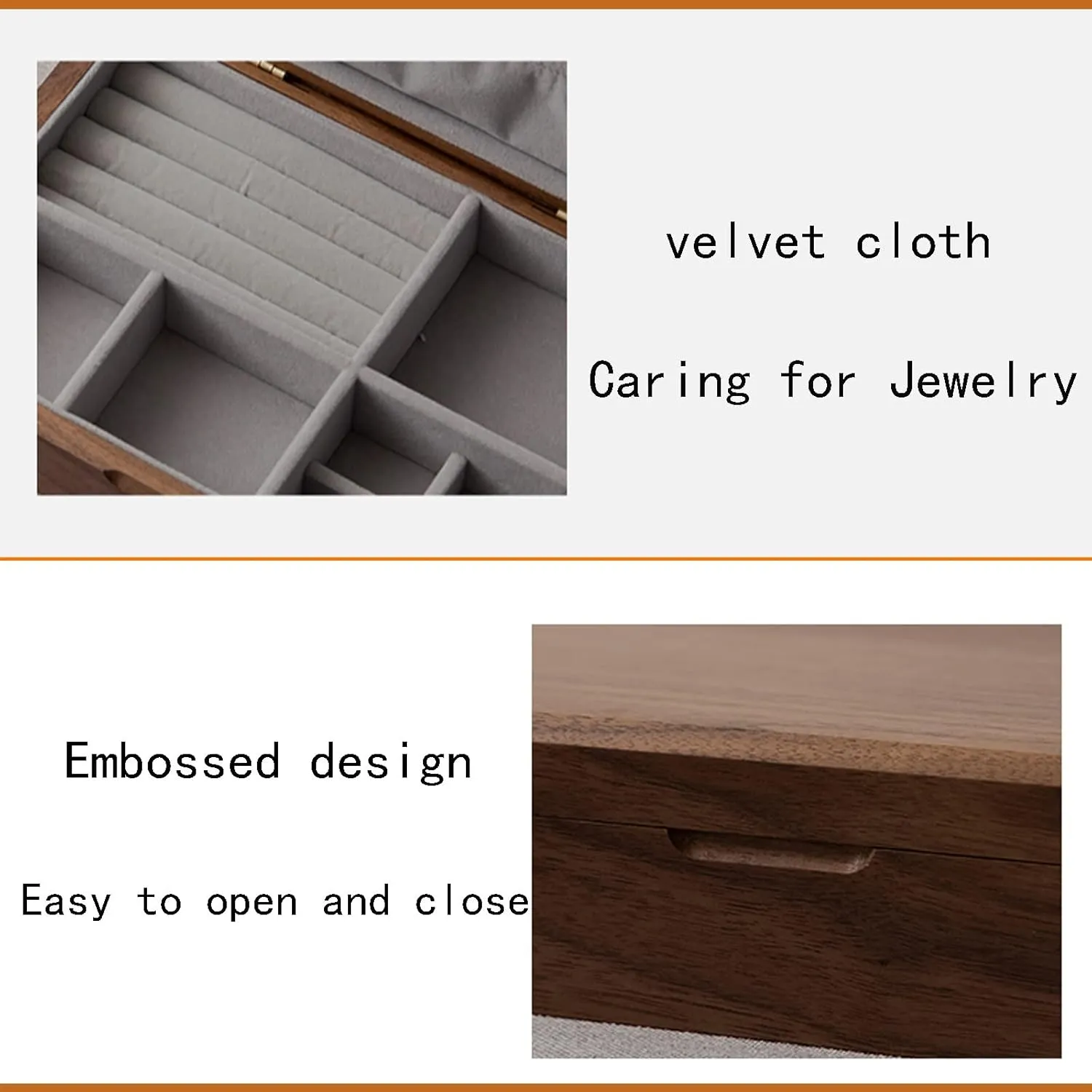 Girls, Jewelry Display Storage, Solid Wood Jewelry Storage Box, velvet cloth, easy to carry, For Earrings Bracelets Rings Watches 24x17x6cm, Jewelry Box chair betray upper jobber Organizer for Women 