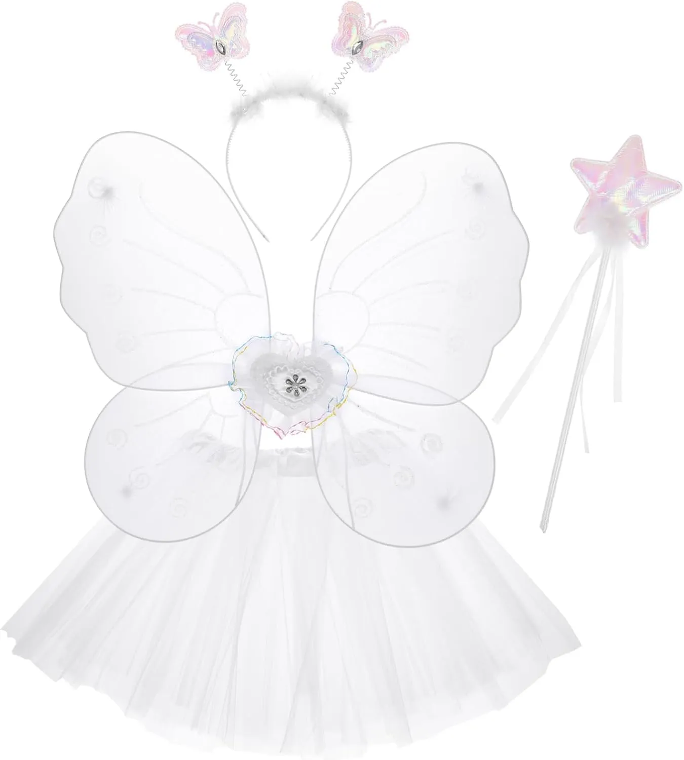 Girl's rephrase feign Fairy Dress Performance Dress Costume Kit Girl Performing Dress Butterfly Wings Four Outfits for 