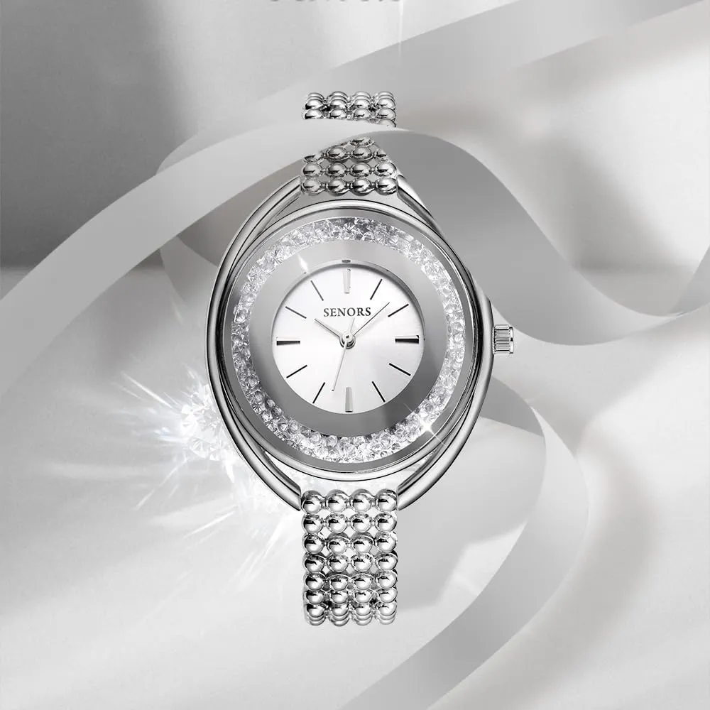 glare Luxury Watch Elegant Waterproof Ladies Watch with JCrystal-Accented Bezel, Stainless Steel Bracelet, Accesories Gifts for Women Gosasa Women's 