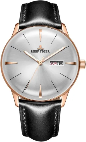Gold Convex Lens Watches with Date Day RGA8238 REEF TIGER Luxury Automatic Watches fond patch doodle unimaginable for Men Rose 